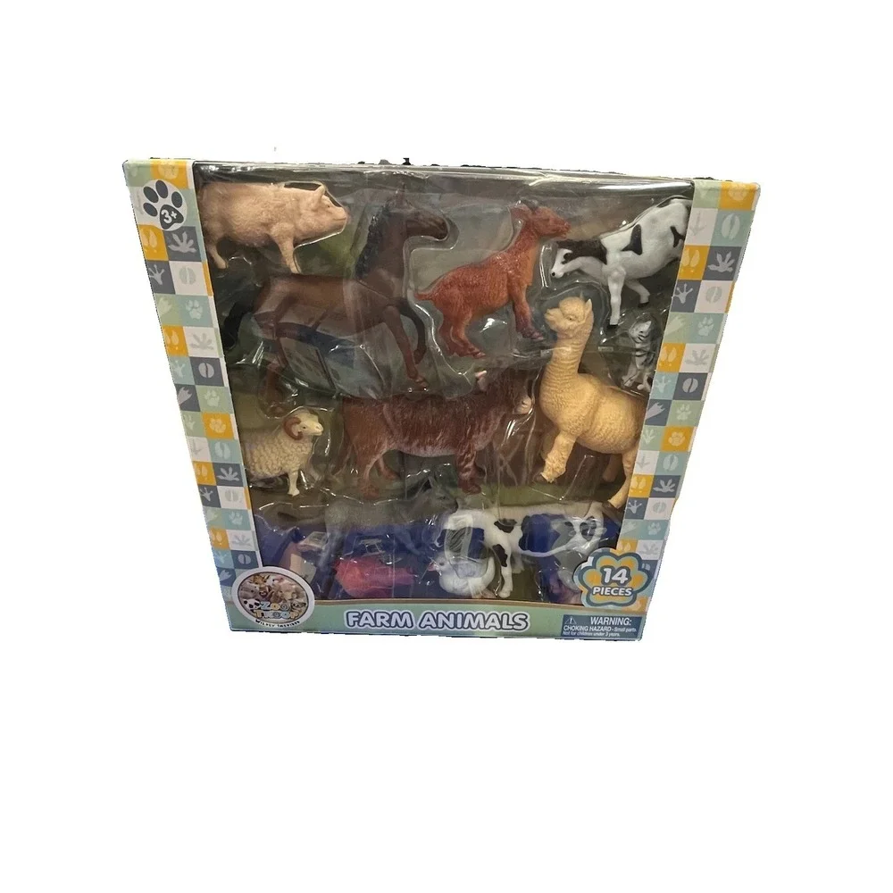 Zoo Troop Safari Animals 14-Piece Realistic Farm Animal Figure Set